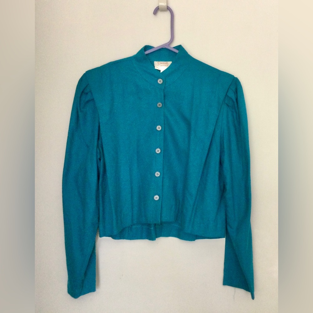 Vintage 1980’s teal silk cropped blouse/jacket